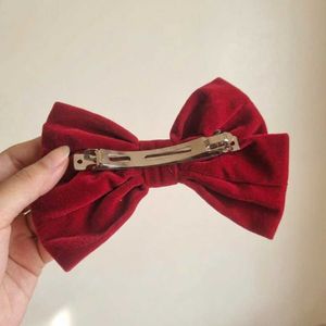 Red Bow French Barrett Hair Clip