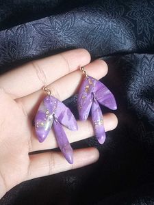 Purple Clay Dangle Earrings