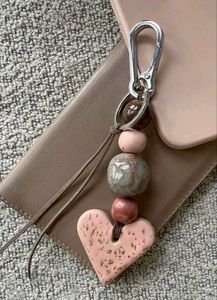 Handmade Beaded Heart &amp; Floral Keychain