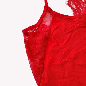 Red Lace Trimmed Sleepwear Set