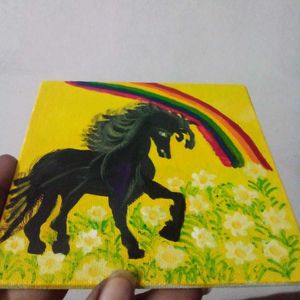 Rainbow Horse acrylic painting.