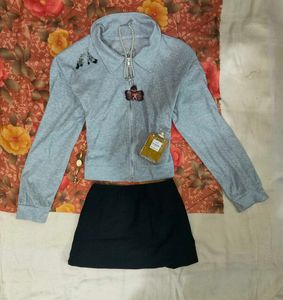 Preppy Grey two way zipper jacket