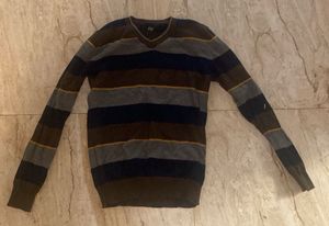 Men's Striped V-Neck Sweater