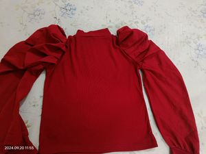 High Neck Maroon Top