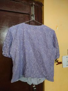 Chic Lavender Lace Button-Up Top