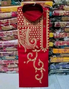 Red Embroidered Panjabi For Mens