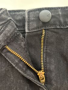 Black Denim Skirt with Side Stripes