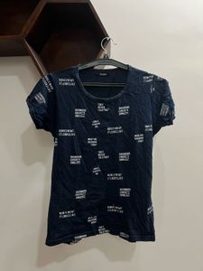 Dark Blue Graphic Print T-Shirt