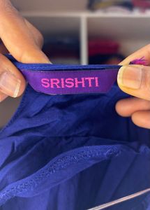 Blue Embroidered Kurta with Tassels
