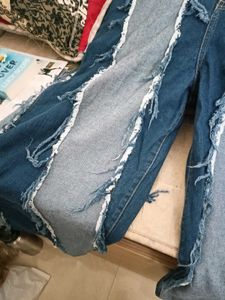 Distressed Patchwork Denim Jeans