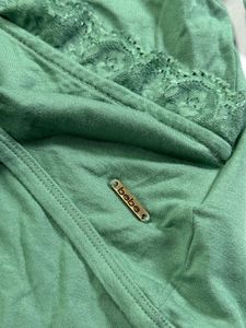 Green Lace Crop Top