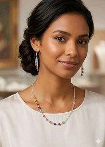 Colorful Beaded necklace and earrings
