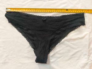 Women's Black Lace Trim Thong Panties