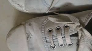 White Canvas Lace-Up School Shoes