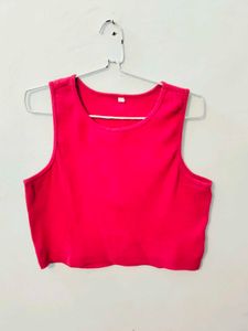 Hot Pink Sleeveless Crop Top