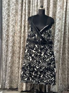 Chic Black & White Floral Print Dress