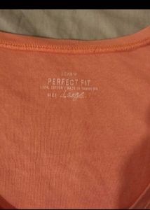 Coral Henley Top with Buttons