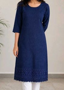 Elegant Blue Kurta with Lace Detail