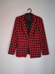 Red check blazer