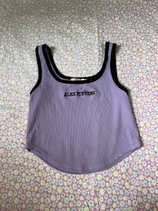 Alex Stevens Purple Ribbed Crop Top