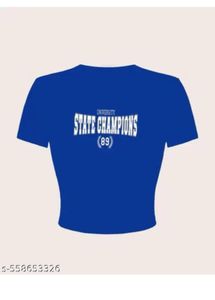 Blue Graphic Cropped Top
