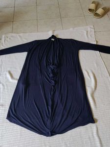 Stylish Draped Navy Blue Dress