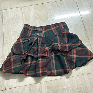 Plaid Ruffle Mini Skirt