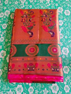 Elegant Silk Saree with Peacock Design