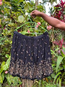 Black Floral Print Mini Skirt