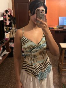 Stylish Animal Print Wrap Top