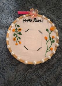 Happy Rakhi Photo Frame embroidery hoop art