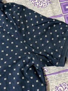 Men's Navy Blue Printed Polo T-Shirt