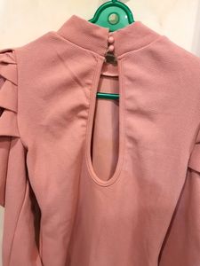 Shein High Neck Puffed Sleeved Top