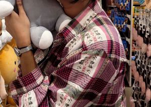 Pink &amp; White Checked Oversized Shirt – Casual Stre