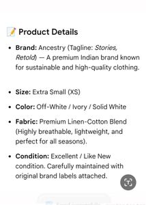Ancestry Off-White Linen-Cotton kurta dress