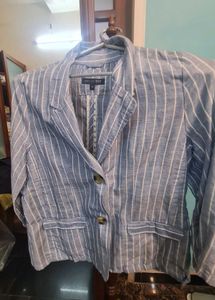Striped blue cotton blazer