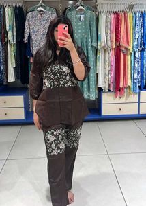 Brown Embroidered Kurta Set