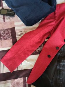 Red Ethnic Jacket with Black Accents