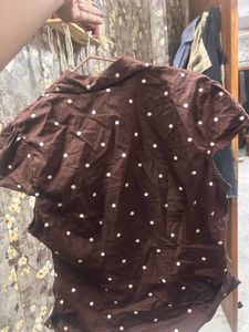 Cute Polka Dot Brown Top