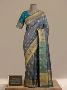 Elegant Grey Banarasi Silk Saree