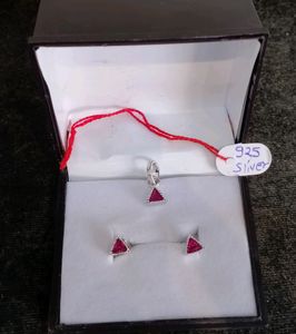 Zirconia Stone Earrings & Pandel Pure Silver 925