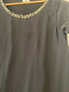 Chic Embellished Black Top