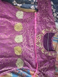 Beautiful Purple Embroidered Ethnic Gown