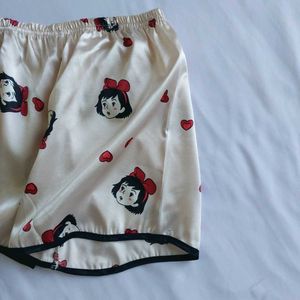 Cute Kiki Cartoon Print Satin Pajama Shorts🎀✨️