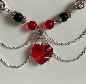 Red Heart Charm Layered Necklace