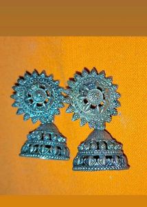 Oxidized Silver Jhumka Earrings