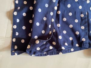 Navy Polka Dot Vest denim Dress