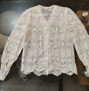 Elegant White Embroidery sheer Top