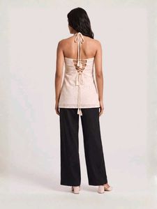 Nishorama Hans Halterneck Corset Kurti – Beige