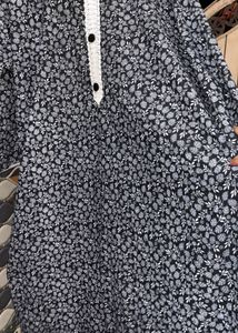 Printed Khadi Cotton Kurti in black colour 3xl